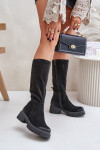 Světlé Kozačky Před Kolena Zateplené Černé Zazoo 70145 38