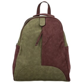 Trendy dámský koženkový kabelko-batoh Ticiana, zeleno-vínový