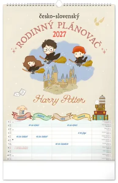 NOTIQUE Harry Potter XL 2027 / Nástěnný rodinný plánovací kalendář / 33 × 46 cm