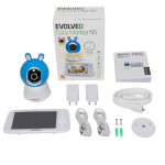 EVOLVEO Baby Monitor N5 - Set videochůvičky s 360° dohledem, obousměrnou komunikací a ukolébavkami, modrá