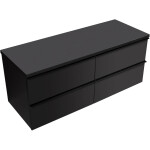 CERANO - Koupelnová skříňka Velora - černá matná, úchytka černá + deska pod umyvadlo Navira Pro - 36 mm - 160x56,6x46,5 CER-668567