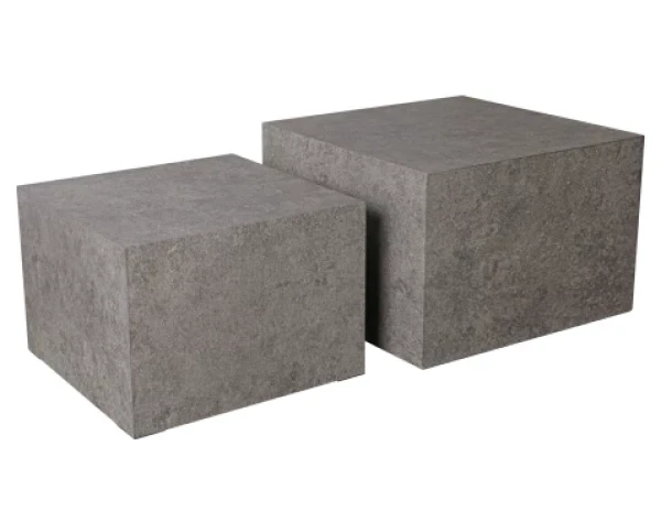 Sada čtvercových stolků Maddox, imitace šedého kamene, 2 ks