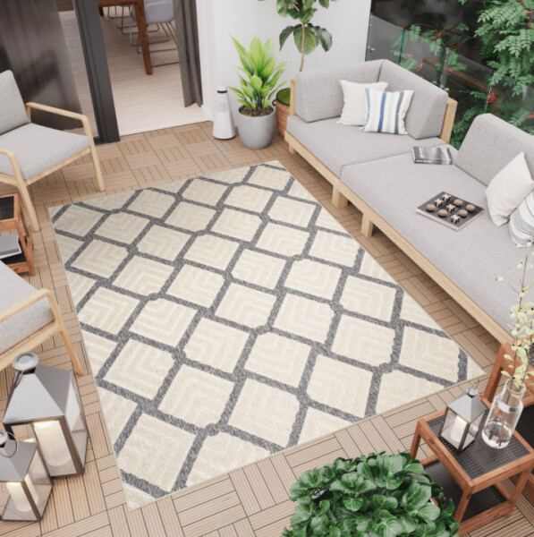 DumDekorace Krémově šedý koberec CANSAS s 3D efektem a geometrickým vzorem Šířka: 160 cm | Délka: 230 cm