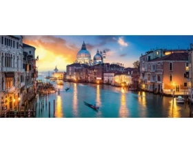 Panoramatický obraz na plátně Benátky večer, 140x60 cm