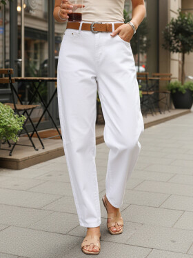 Dámské džíny s páskem UY2930 bílé - FashionStreet XL