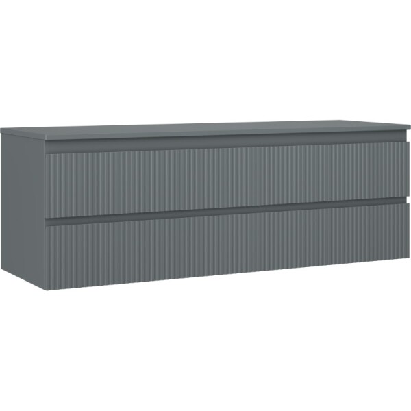 MEXEN/S - Rivel koupelnová skříňka pod umyvadlo 140 cm s deskou, 2 zásuvky, reliéf , grafit mat 91A20-14047-2-BFFC66
