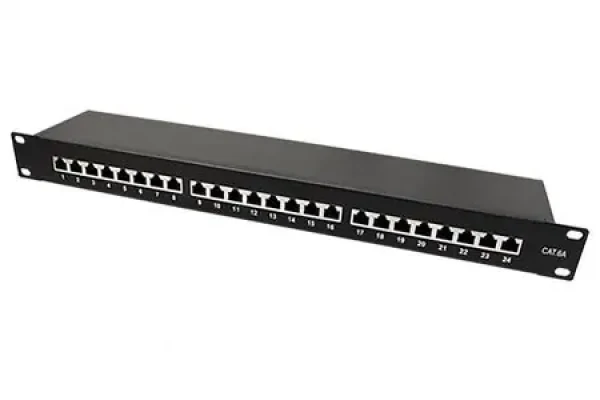 Value Patch panel 19" Cat.6A STP černý / Patch panel / 24 portů / RJ-45 (26.99.0364)