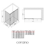 CERANO - Sprchový kout Lantono - pravá - 8 mm - Soft-Close - chrom, mléčné sklo - 100x70 - posuvný CER-665524