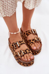 Dámské sandály s přezkami na masivní platformě leopard Odisene 40