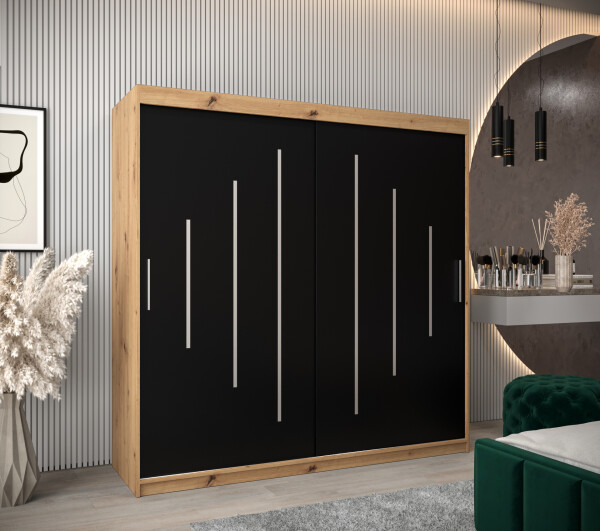 Šatní skříň Abi Y0 Barva korpusu: Dub artisan, Rozměry: 200 cm, Dveře: Černá