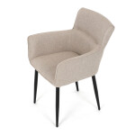 Židle jídelní, snadno čistitelná krémová látka, černý matný lak, kovové nohy