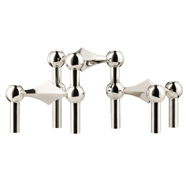 STOFF NAGEL Designový svícen STOFF Nagel Chrome – set 3 ks, stříbrná barva, kov