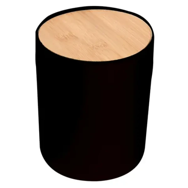 Spirella ALAIS výklopný koš 2.5 L černý / plast / s bambusovým víkem (7610583225764)