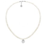Perlový choker náhrdelník Bibiana - chirurgická ocel, perla, Stříbrná 42 cm