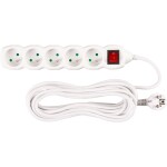 STREND PRO 213346 Prodlužovací kabel s vypínačem, 7m, 5 zásuvek, 3×1mm, bílý