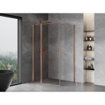 MEXEN/S - Mist T sprchový kout dveře křídlové 75 x 95, transparent, měď kartáčovaná 8A4T-075-095-65-00