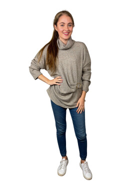 HOSH Dámský rolákový top Elva Velikost: UNI, Barva: Hnědá