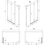 MEXEN/S - Lunar-F skládací sprchové dveře levé 125, transparent, grafit metal 836S-125-050-95-00-L