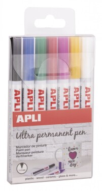APLI lakové popisovače ultra permanentní - sada, 7 ks, mix barev
