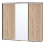 Nábytek Mikulík Skříň ONYX - 2x plné dveře + 1x zrcadlo (š 210-270 cm/v 220 cm) ROZMĚR: (š/v/h) 260 x 220 x 60 cm