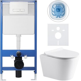 CERANO Kompletní WC set Profi/Carlito - bílá lesklá - WC tlačítko Slim/Bílá - předstěnová instalace - 48,5x36,5 cm