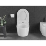 MEXEN/S - Sofia Závěsná WC mísa Rimless Tornado včetně sedátka s slow slim, duroplast, bílá lesk 30540400T