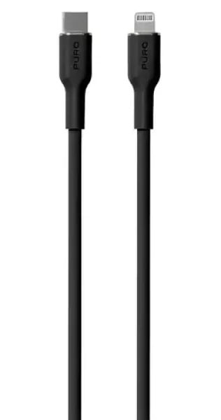 Puro Soft černá / Datový kabel / USB-C - Lightning / MFI / 12 W / 1,5 m (PUCAPLTUSBCICONBLK)