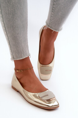 Dámské baleríny z eko kůže se zlatým zdobením Edoslli 37