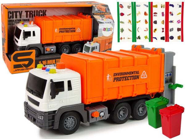 Mamido Popelářské auto na třídění odpadu 1:16 oranžové