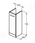 IDEAL STANDARD - i.Life A Umyvadlová skříňka, 225x260x705 mm, 1 dvířka, přírodní dub T5266NX