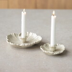 Storefactory Keramický svícen BOTANIK Beige small, béžová barva, keramika