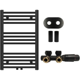 CERANO Koupelnový radiátorový set Benito - ústřední vytápění - středové připojení 50 mm - 265W - černá matná - 700x450 mm