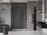 MEXEN/S - Velar posuvné sprchové dveře 150, transparent, černá 871-150-000-01-70
