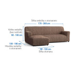 Bielastické potahy COSTINA oříšková sedačka s otomanem vlevo (š. 170 - 300 cm)