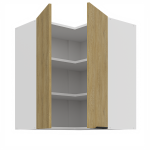 Horní rohová skříňka Cremona 60x60 GN-72 2F (90°) Barva korpusu: Černá, Barva dvířek: Dub Cremona