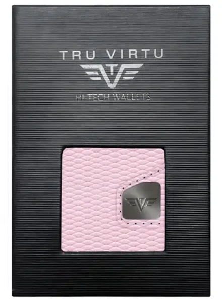TRU VIRTU Click Slide Rhombus Rosé/Silver / Peněženka / RFID ochrana / Kůže a hliník / 5 karet (24104000306)