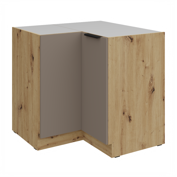 Spodní rohová skříňka Aria 90x90 DN 2F BB Barva korpusu: Dub artisan, Barva dvířek: TA - Sandgrau AFM