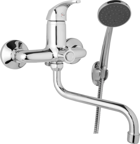 JB Sanitary Nástěnná umyvadlová a sprchová baterie SLIM, rozteč 150 mm, otočný přepínač v těle, s příslušenstvím, trubkové ramínko 300 mm A10 39 51