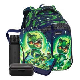 Školní batohový 5-dílný set Bagmaster LUMI 25 C DINOSAURUS (batoh,penál,sáček na cvičky,box na svačinu,láhev)