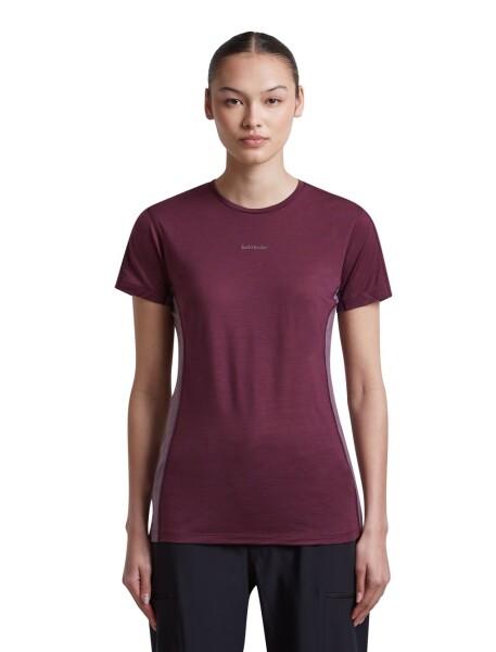 Dámské merino triko krátký rukáv ICEBREAKER Wmns Merino 125 CL Sphe SS Tee Col Block, Dark Berry/Grey Plum/Cb velikost: L