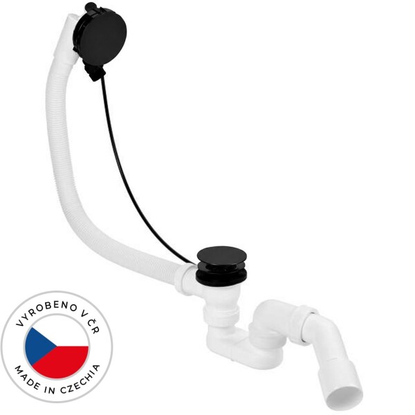 CERANO Vanová souprava ovládaná bovdenem s napouštěním - SLIM - sifon DN40/50 - zátka 72mm - černá - 78 cm
