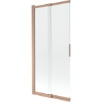 MEXEN - Fox vanová zástěna 2-křídlová przesuwny 85 x 150, transparent, měď kartáčovaná 891-085-002-65-00