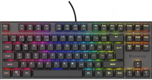 Genesis Thor 303 TKL Outemu Peach Silent černá / Herní klávesnice / Mechanická / 88 kláves / USB / Podsvícená (NKG-2155)