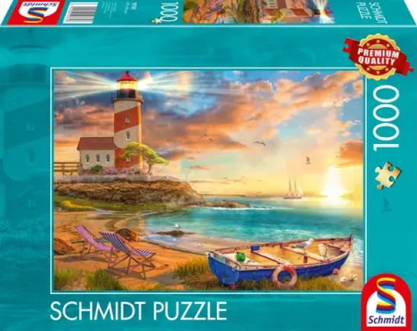 SCHMIDT Puzzle Západ slunce nad zátokou s majákem