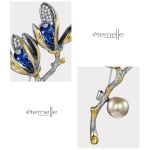 Brož Swarovski Elements Amalia - tulipán, perla, zirkon, Zlatá