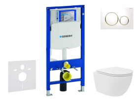 GEBERIT - Duofix Set předstěnové instalace, kompaktního klozetu Oudee Vortex a sedátka softclose, tlačítko Sigma20, bílá/pozlacená SANI11CA3165