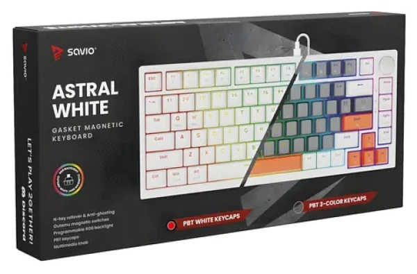 SAVIO ASTRAL White Jade / Herní klávesnice / TKL 75% / RGB / USB / US layout (ASTRAL WHITE JADE)