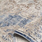 DumDekorace Dokonalý vintage koberec v béžově modré barvě se vzorem