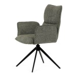 Židle jídelní, zelená látka, 360° vratný mechanismus, černý kov