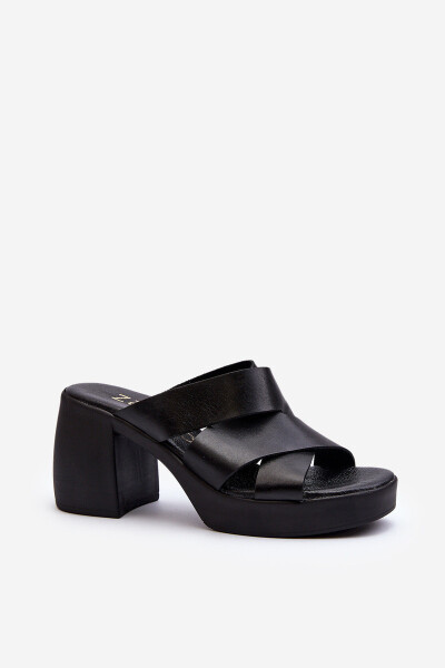 Zazoo 40373 Kožené sandály na podpatku černé 38